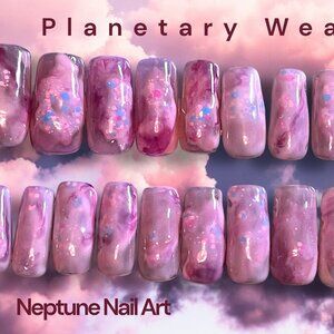 Gel press on nails - medium length, square